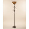 72" Rusted Torchiere Floor Lamp With Brown Frosted Glass Dome Shade