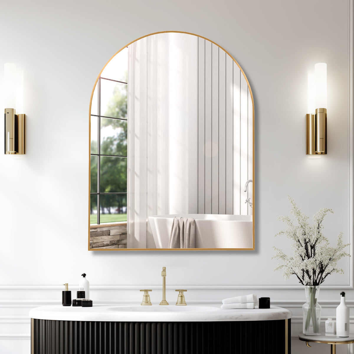Arley Arched Bathroom Mirror, Gold