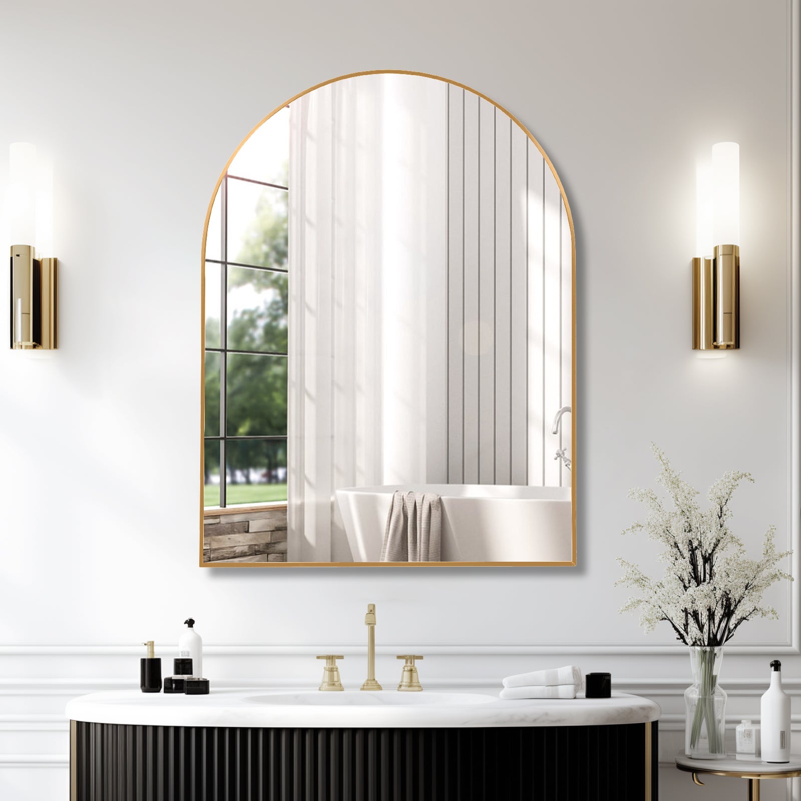 Arley Arched Bathroom Mirror, Gold