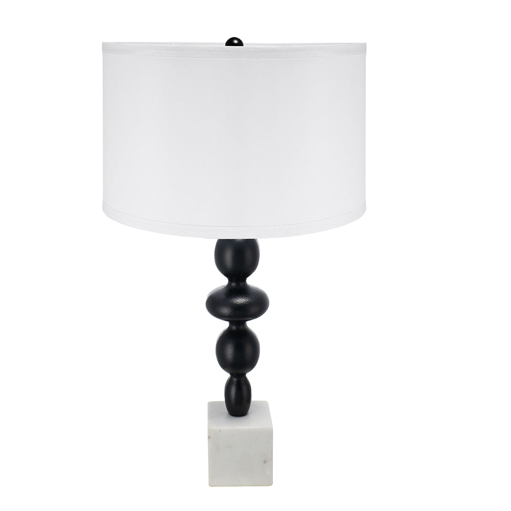 D15x29.5" Black and White Table Lamp with Round Four