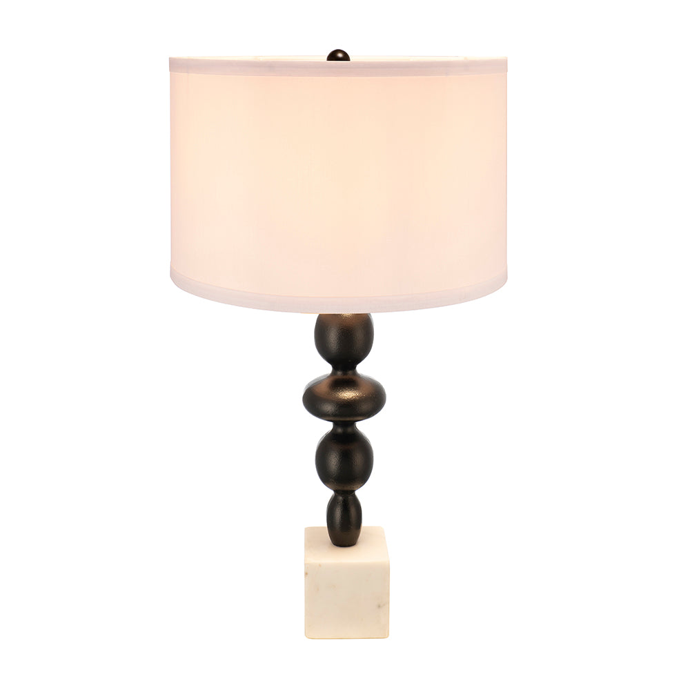 D15x29.5" Black and White Table Lamp with Round Four