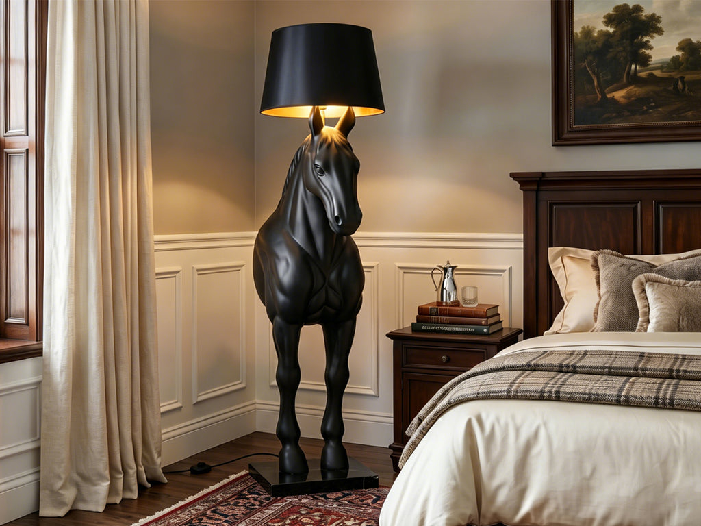 Horse Lamp Luxury Floor Lamp Modern Light Fixture - Black