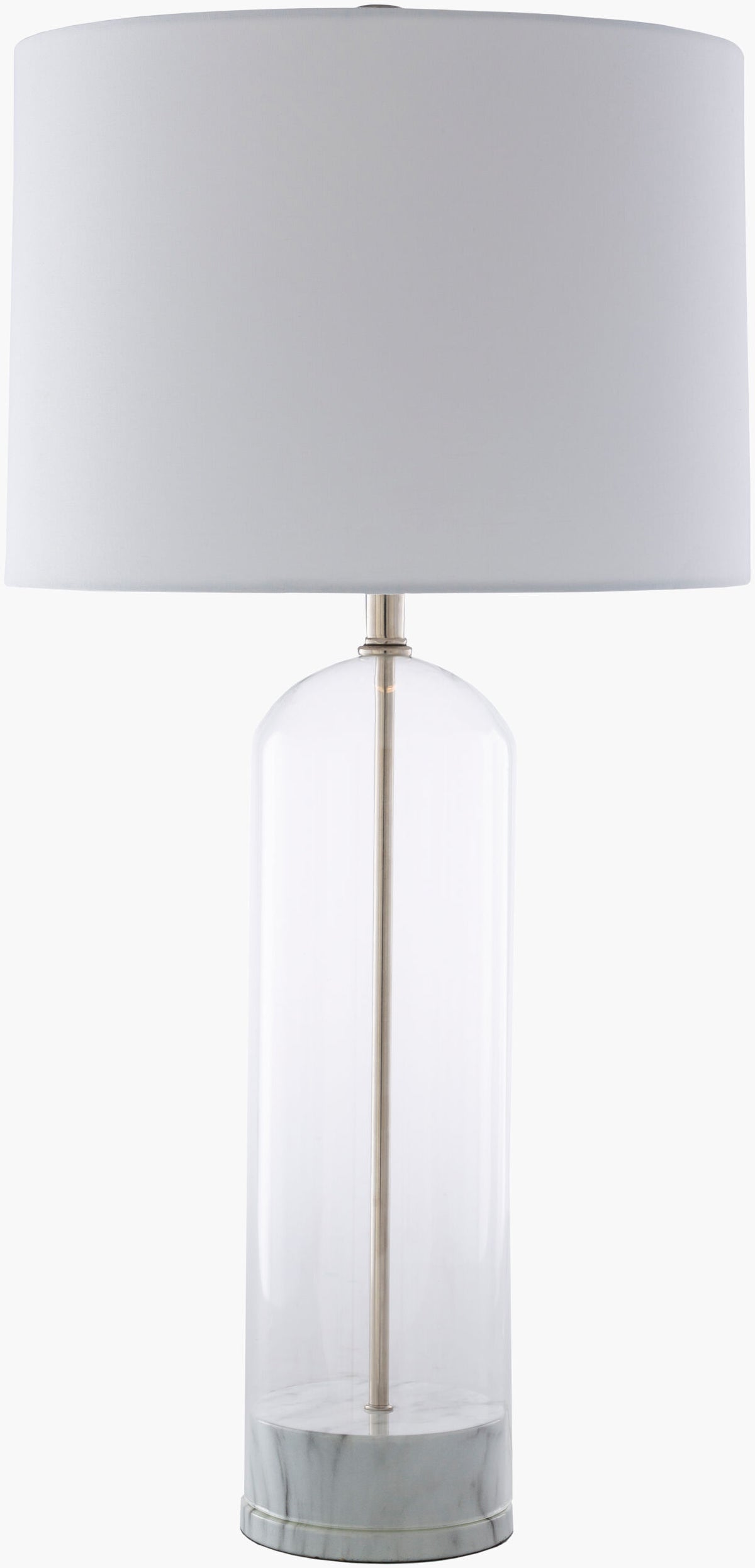 Carthage 29" Glass Table Lamp, Translucent Clear, Painted White