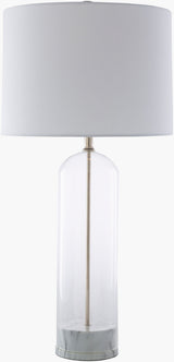 Carthage 29" Glass Table Lamp, Translucent Clear, Painted White