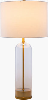 Carthage 29" Glass Table Lamp, Translucent Clear, Painted Gold