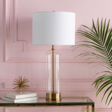 Carthage 29" Glass Table Lamp, Translucent Clear, Painted Gold