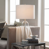 Carthage 29" Glass Table Lamp, Translucent Clear, Painted White