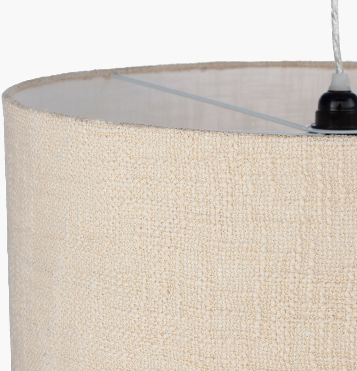 Chalton fabric Pendant Light, Powder Coated Ivory, Powder Coated White