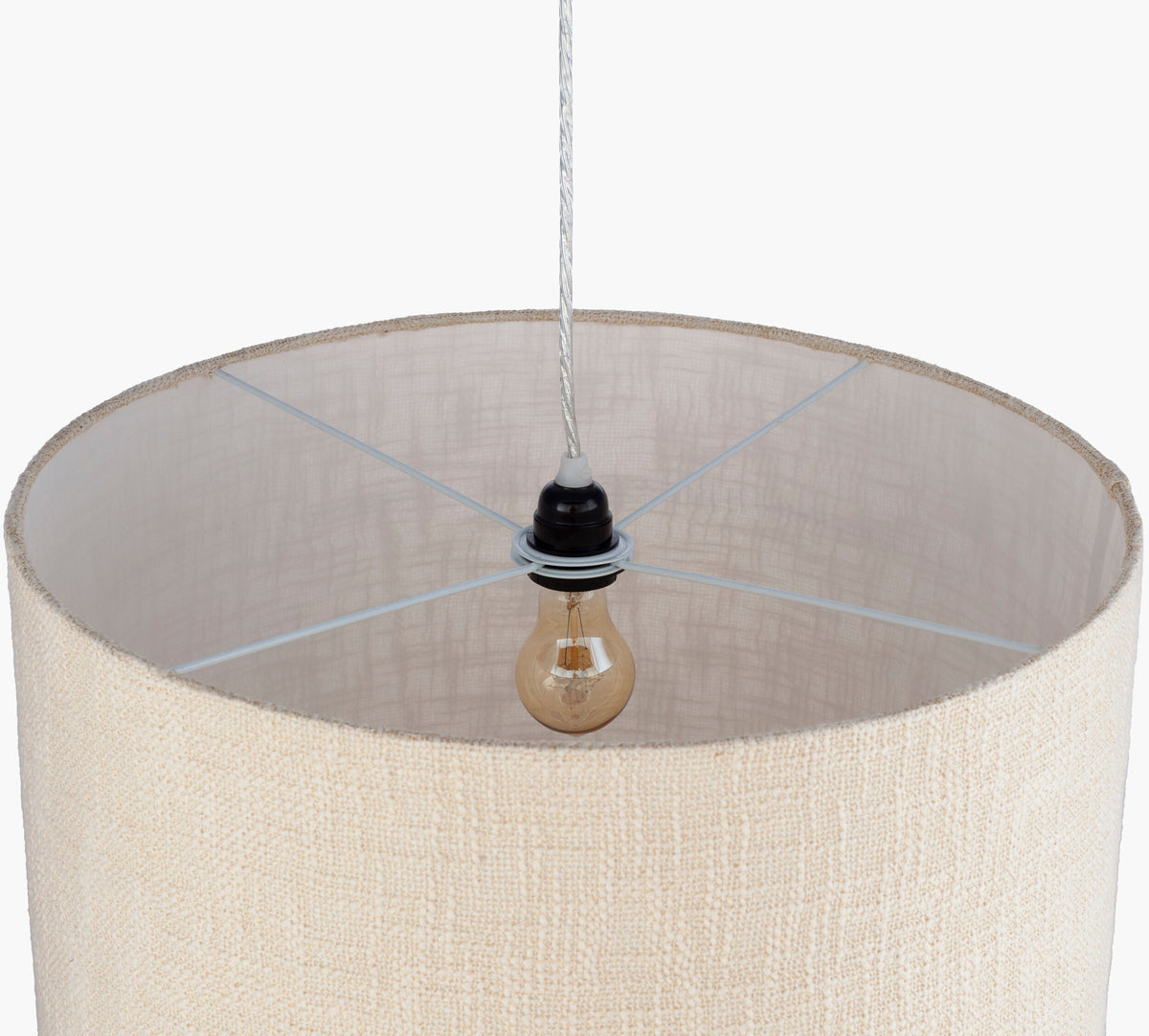 Chalton fabric Pendant Light, Powder Coated Ivory, Powder Coated White