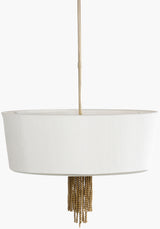 Cimarron Glass Pendant Light, Pearlized Gold, Brushed Metallic Nickel