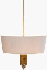 Cimarron Glass Pendant Light, Pearlized Gold, Brushed Metallic Nickel