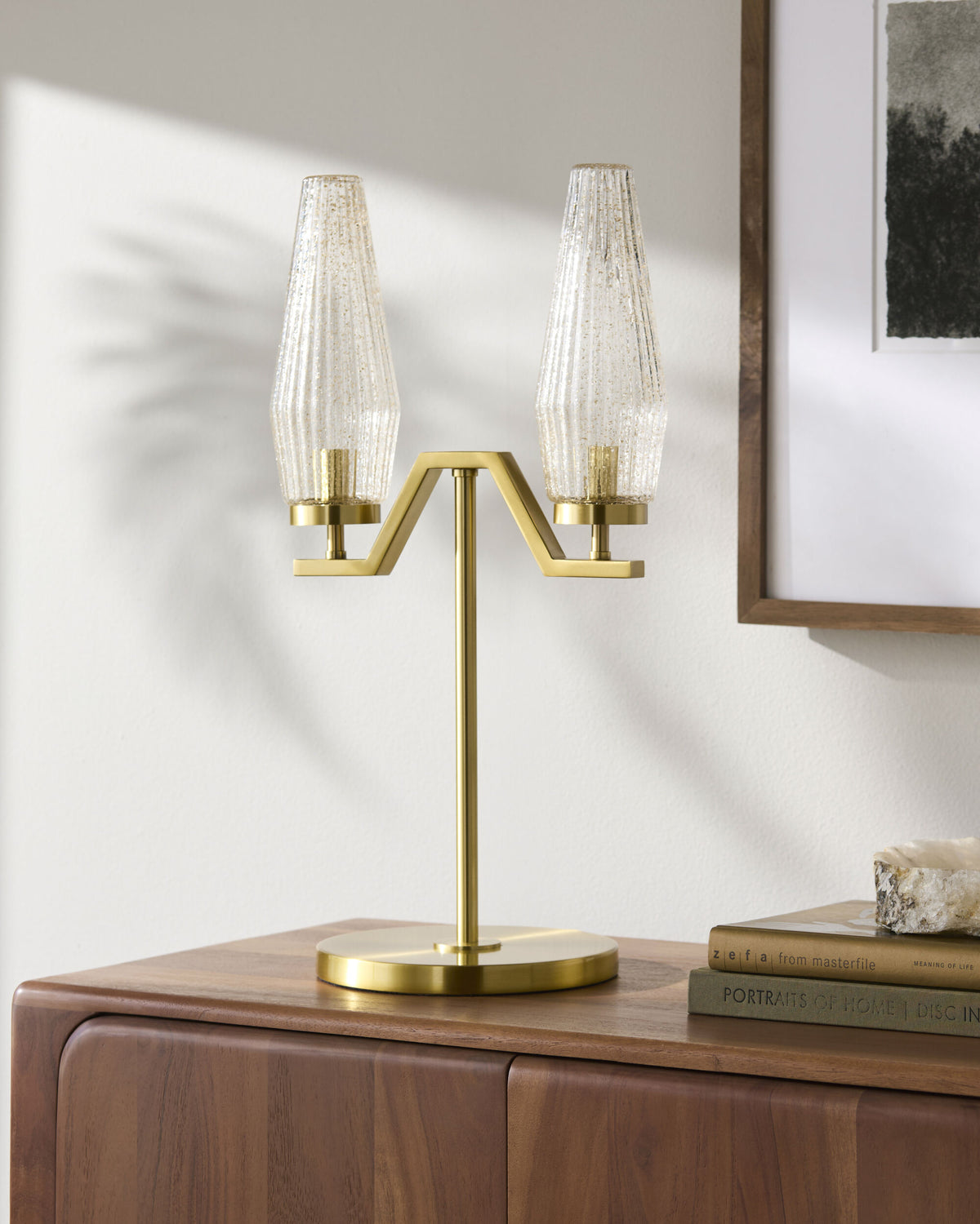 Caelis 23" Iron Table Lamp, Plated Metallic Brass