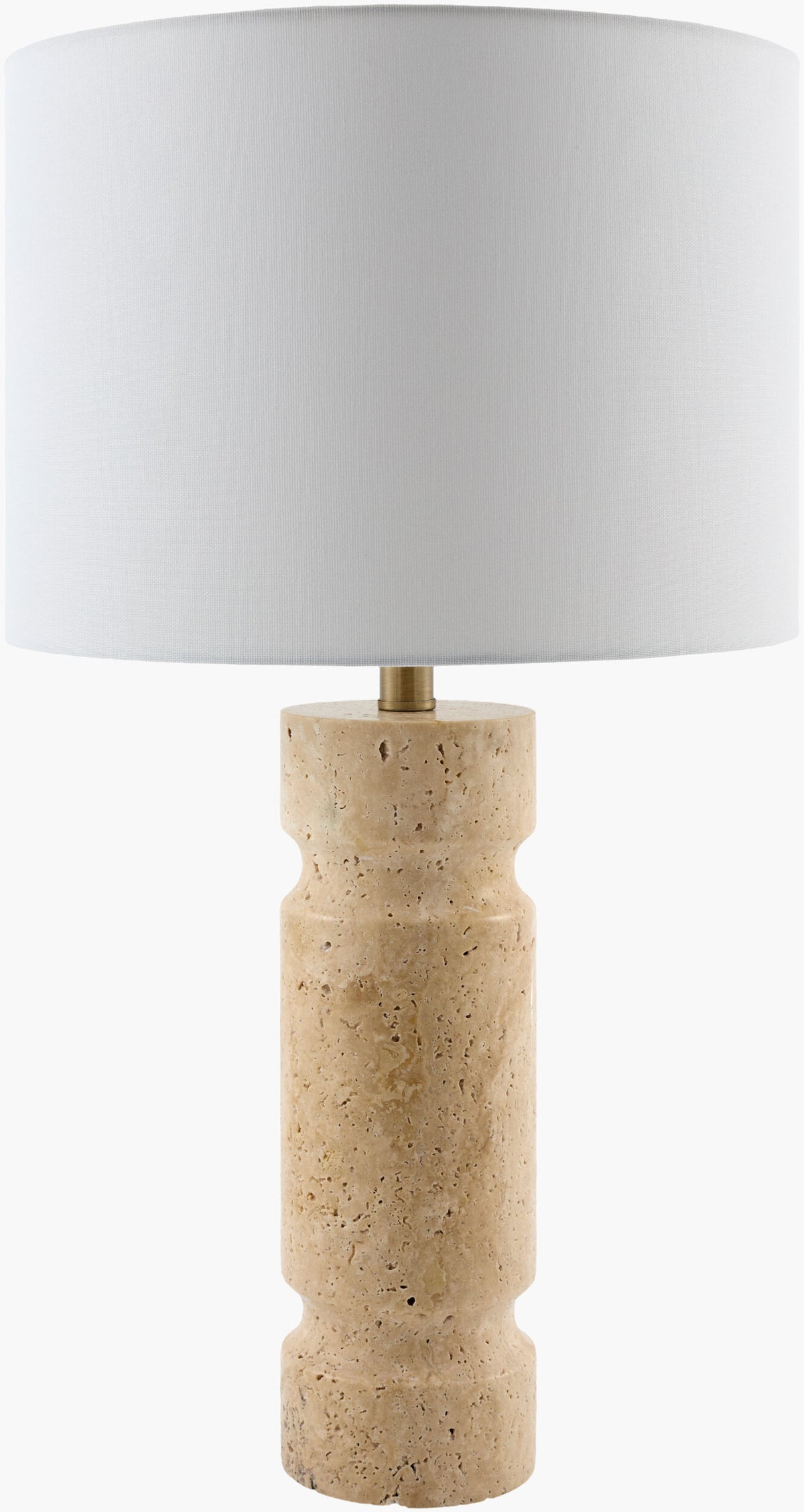 Colonna 26" Travertine Table Lamp, Natural Beige