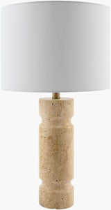 Colonna 26" Travertine Table Lamp, Natural Beige