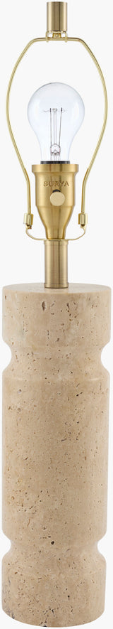 Colonna 26" Travertine Table Lamp, Natural Beige