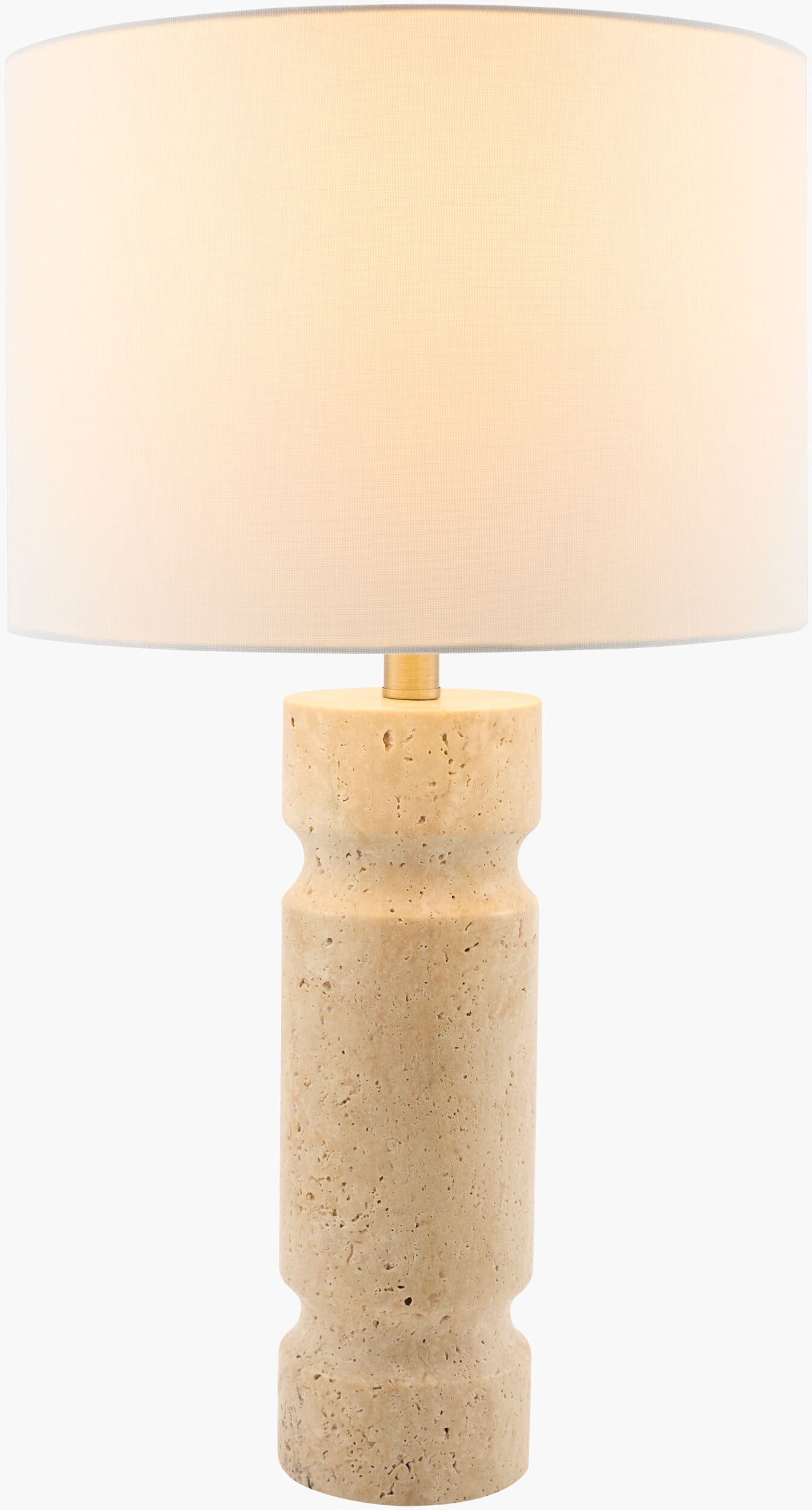 Colonna 26" Travertine Table Lamp, Natural Beige