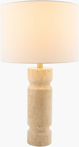 Colonna 26" Travertine Table Lamp, Natural Beige