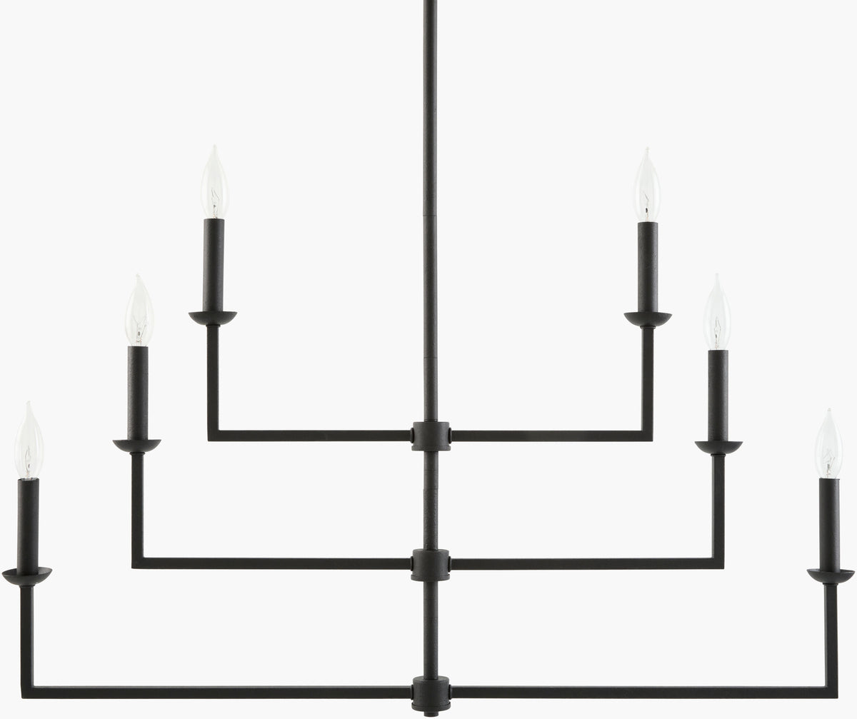 Calira Iron Chandelier, Lacquered Black