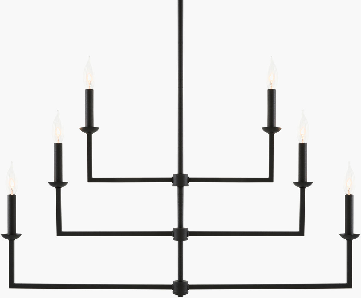 Calira Iron Chandelier, Lacquered Black