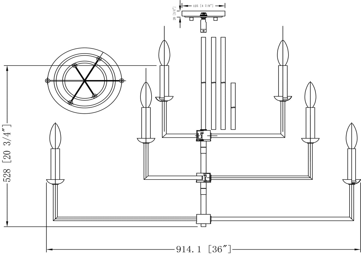 Calira Iron Chandelier, Lacquered Black