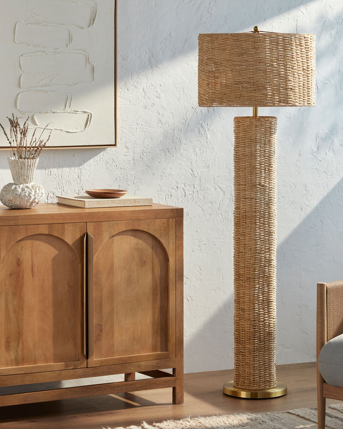 Cirebon 63" Rattan Floor Lamp, Natural Brown