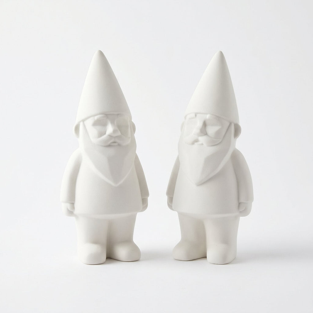 Mini Krasnale Ogrodowe Para Matowa Biel — zdjęcie produktowe na białym tle