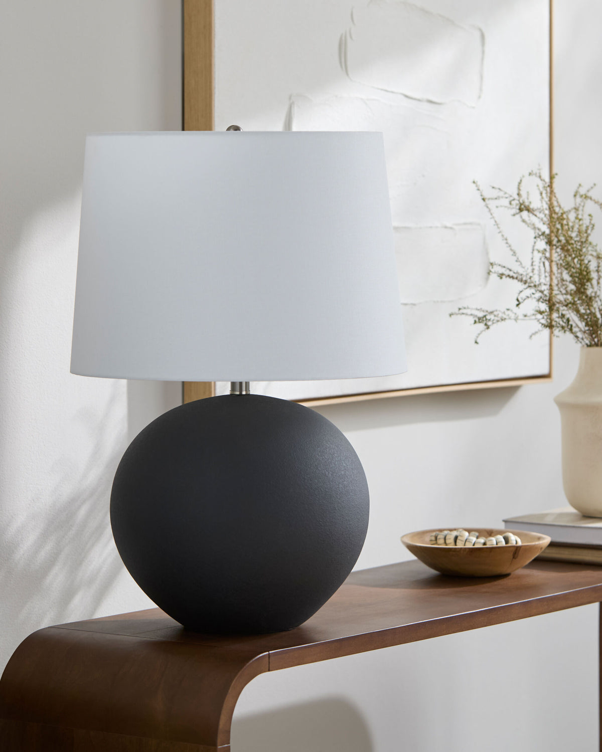 Chronos 26" Ceramic Table Lamp, Glazed Black