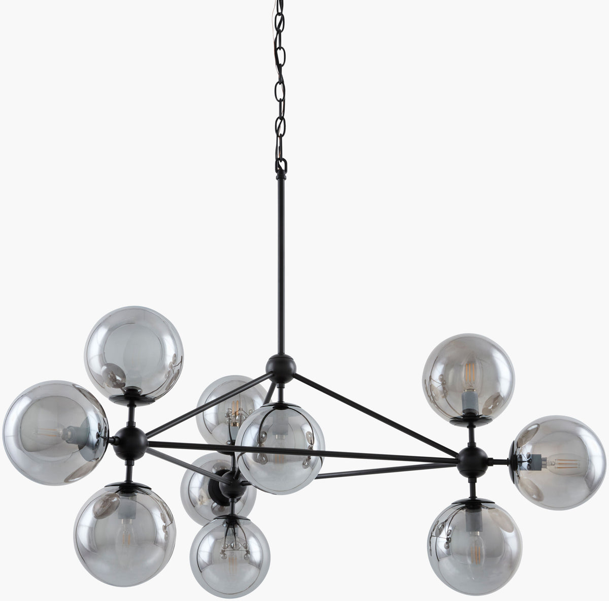 Cynara Iron Chandelier, Blackened Black, Brushed Gray