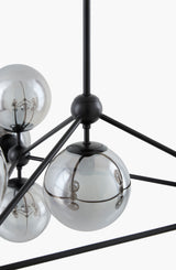 Cynara Iron Chandelier, Blackened Black, Brushed Gray