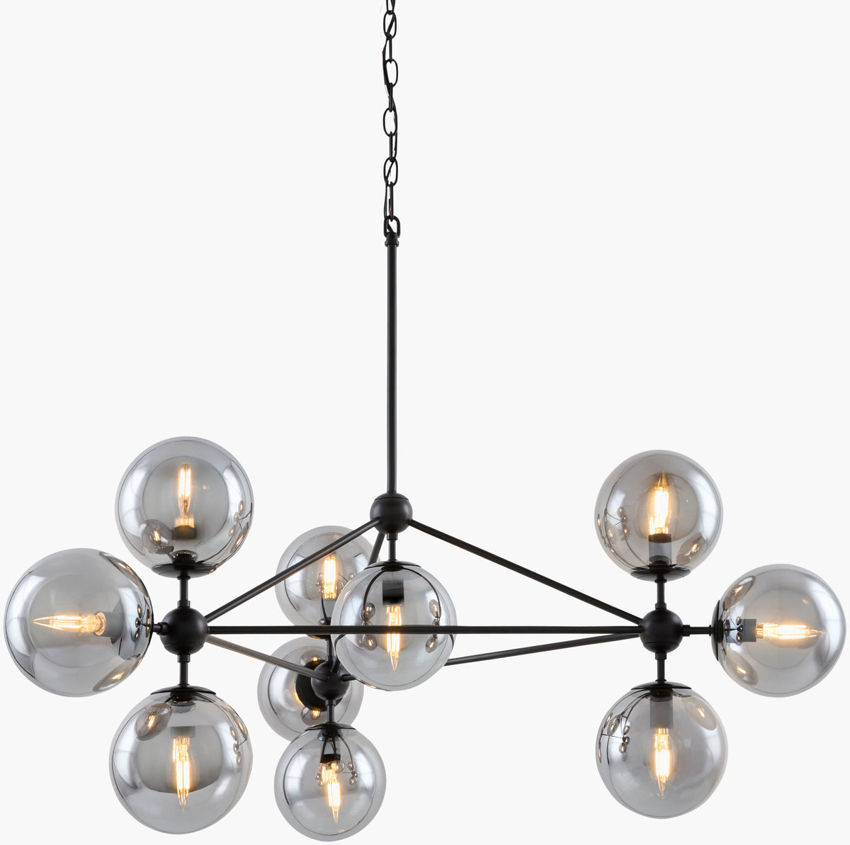 Cynara Iron Chandelier, Blackened Black, Brushed Gray