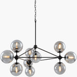 Cynara Iron Chandelier, Blackened Black, Brushed Gray