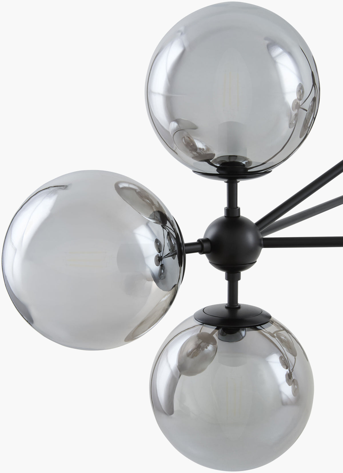Cynara Iron Chandelier, Blackened Black, Brushed Gray