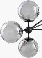 Cynara Iron Chandelier, Blackened Black, Brushed Gray