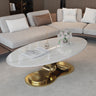 Faux Marble Coffee Table, Sintered Stone Top & Steel Base, 49"