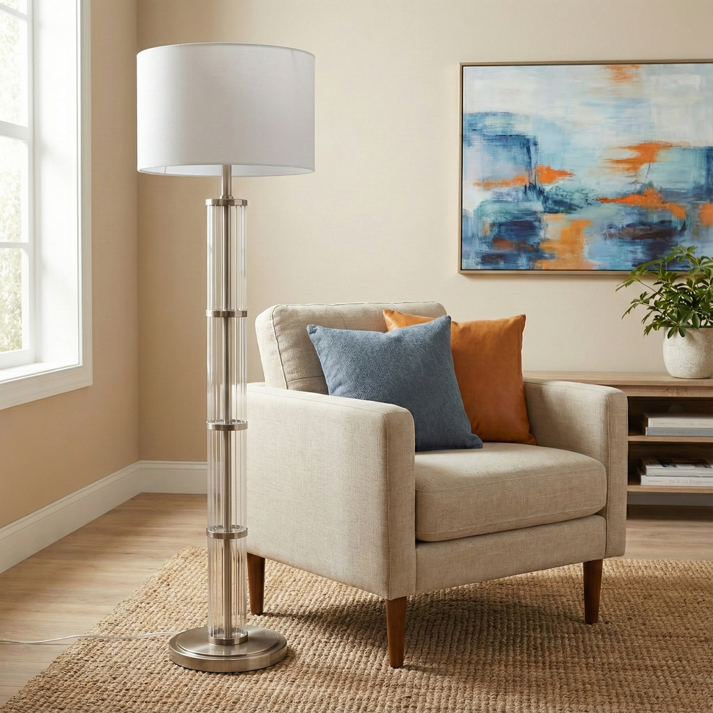 Nimbus Brushed Nickel Floor Lamp with 3-Way Rotary Switch
