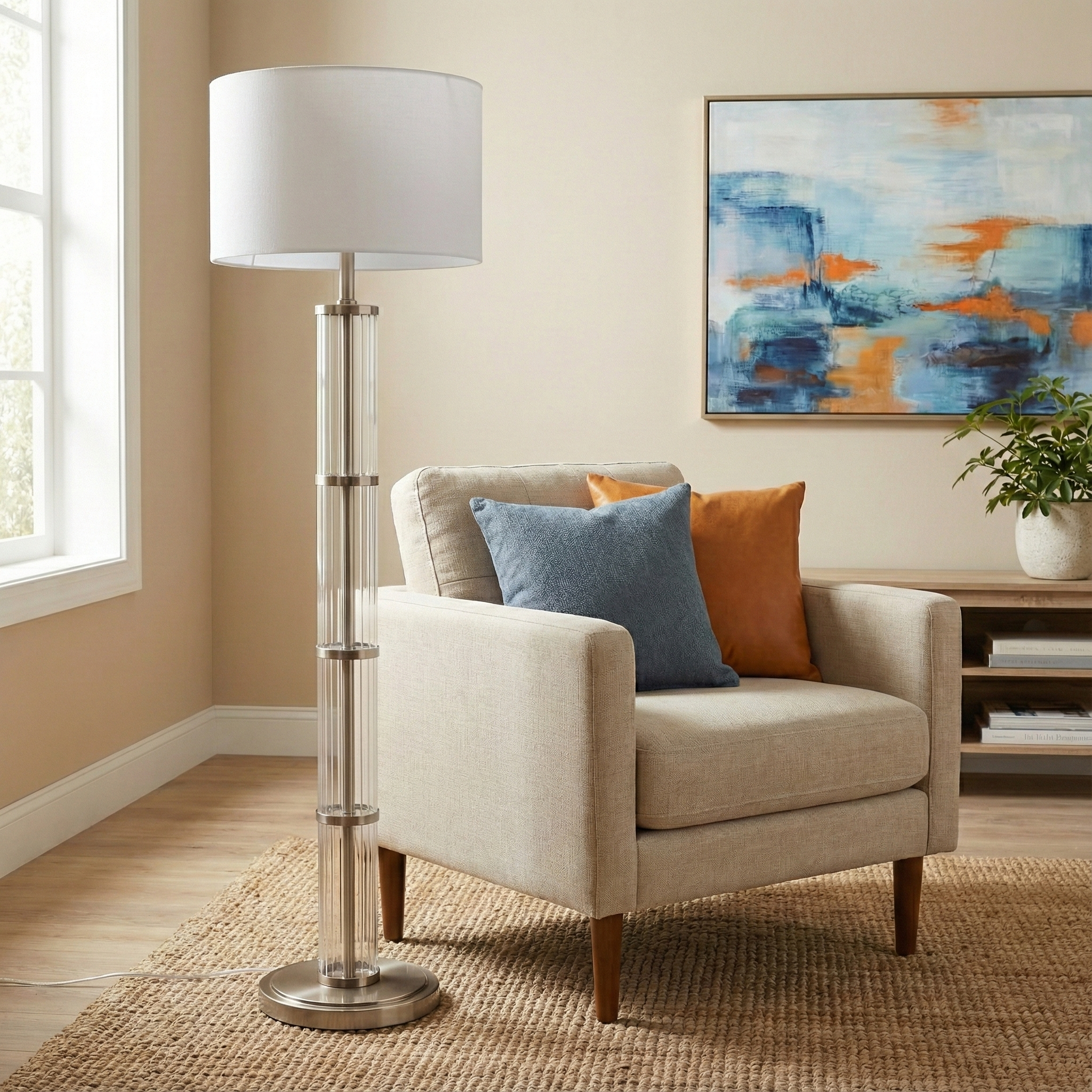 Nimbus Brushed Nickel Floor Lamp with 3-Way Rotary Switch