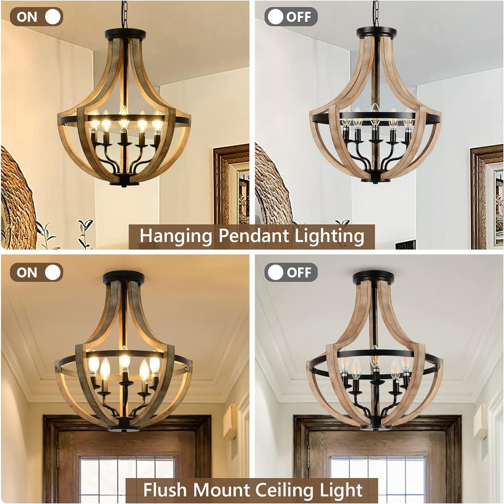 19" Farmhouse Chandelier Light Fixtures