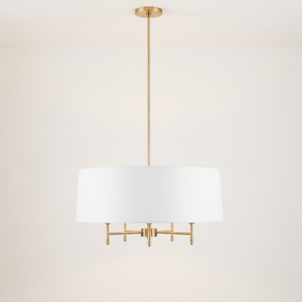 5-Light White Drum Shade Chandelier - hero