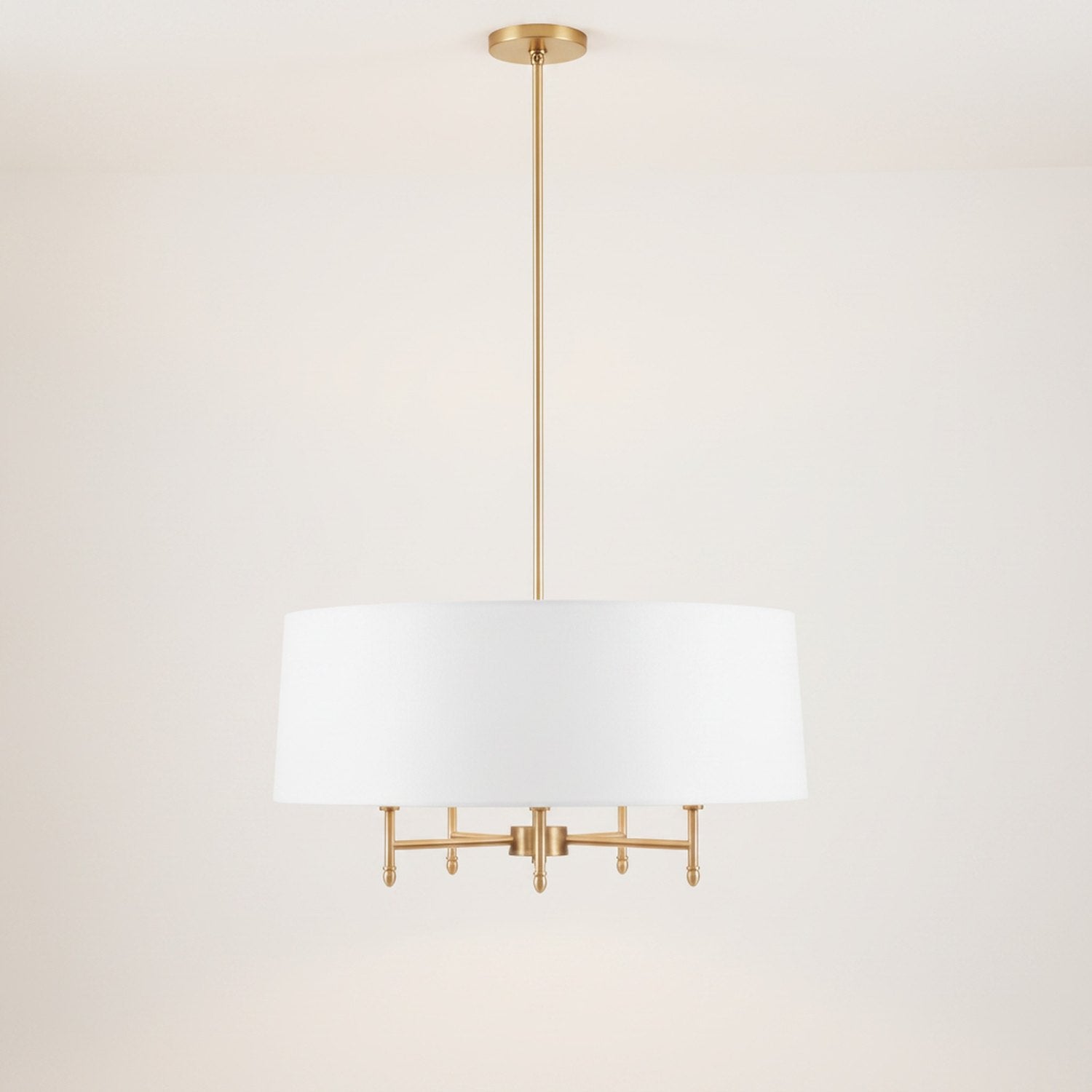 5-Light White Drum Shade Chandelier - hero