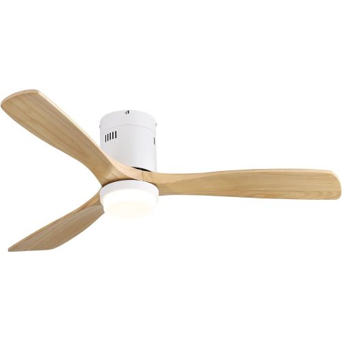 52 Inch Wooden Ceiling Fan With 18W Led Light 3 Solid Wood