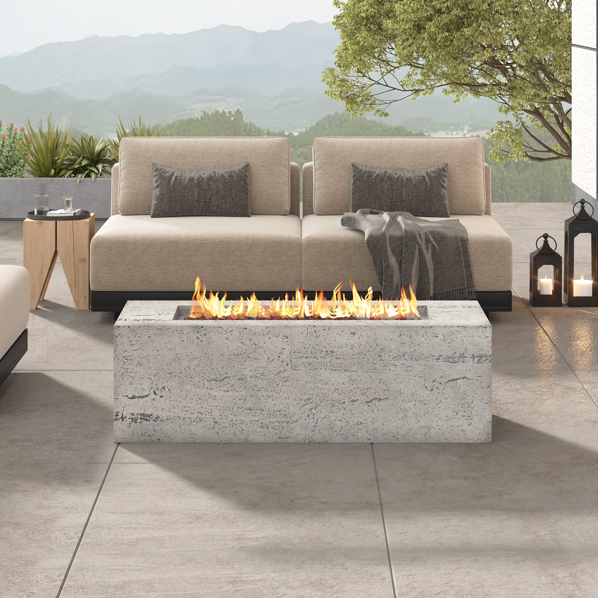 U_STYLE 2-in-1 Outdoor Fire Pit & Propane Tank Stand Set