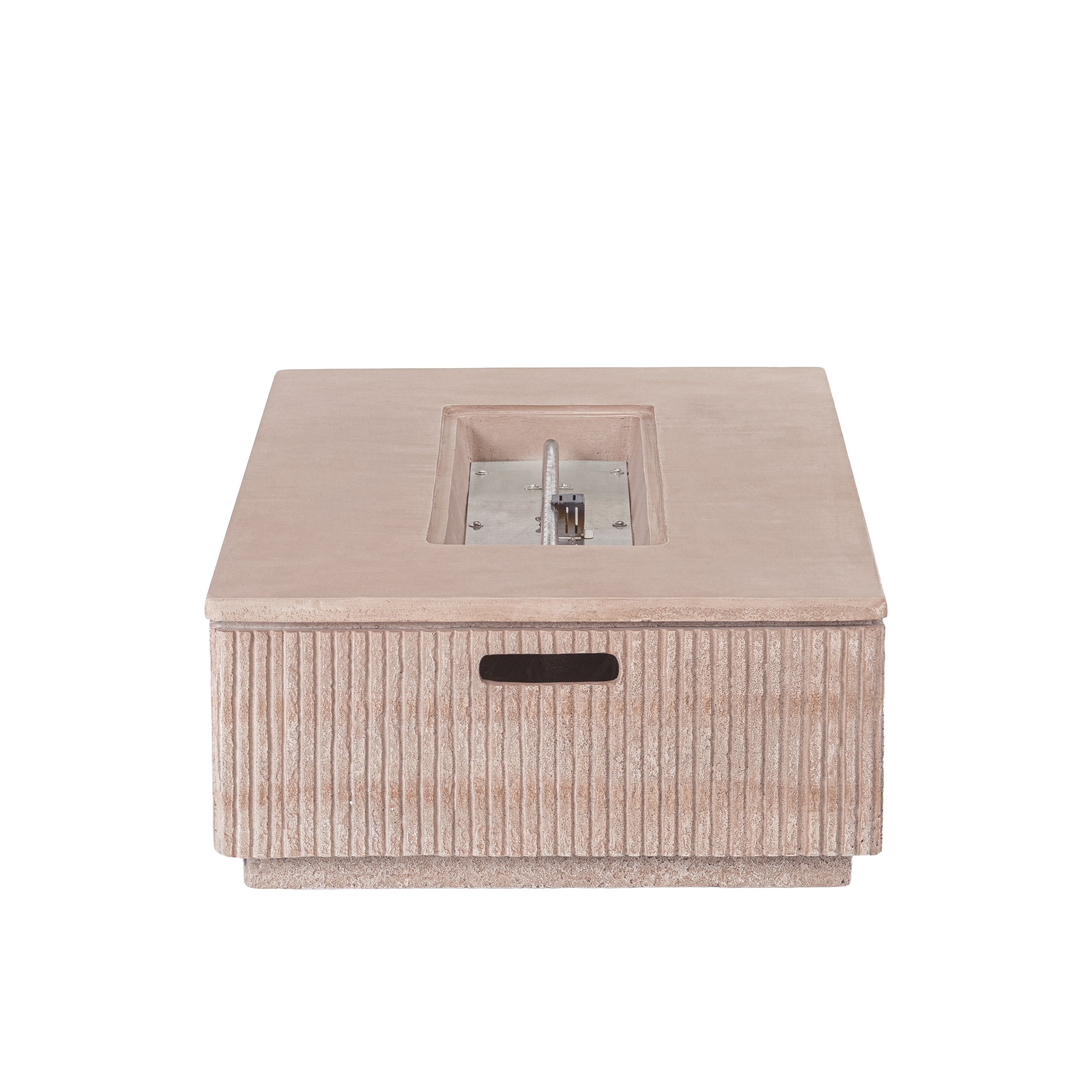 Outdoor 48.2" Rectangular MgO Fire Pit Natural Travertine