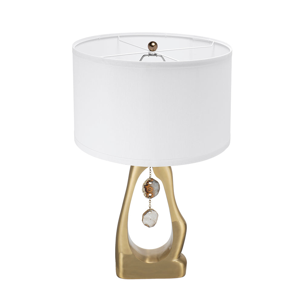 D16x27.5" Gold Geode Shaped Table Lamp with White Drum