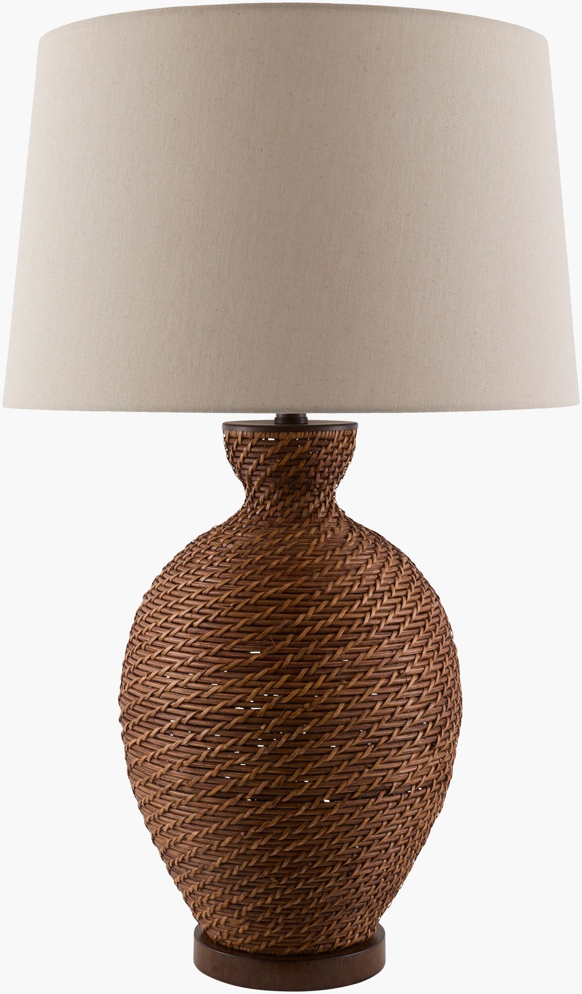 Dingle 32" Rattan Table Lamp, Painted Dark Brown