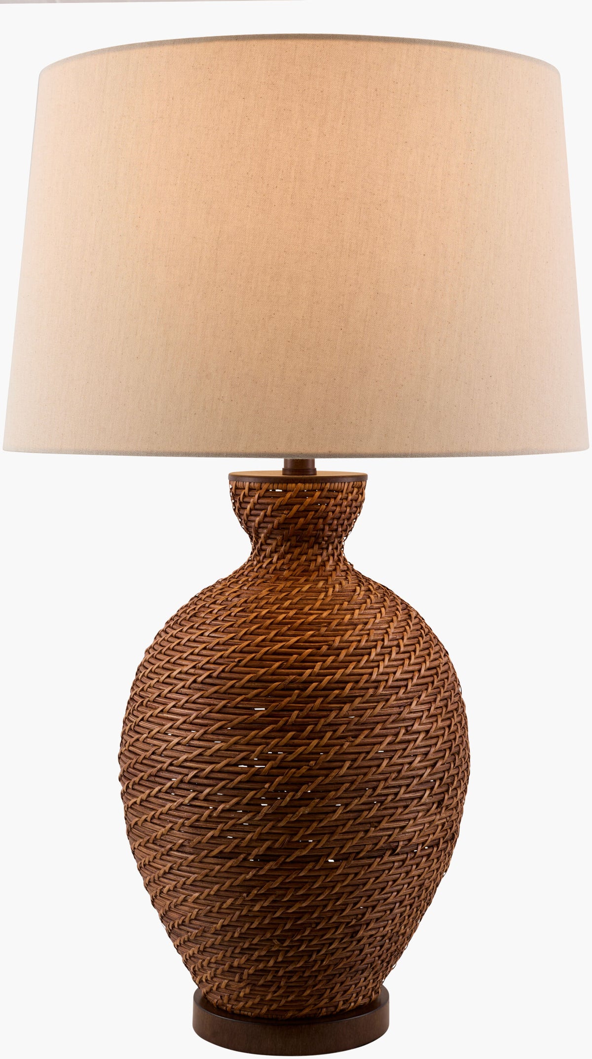 Dingle 32" Rattan Table Lamp, Painted Dark Brown