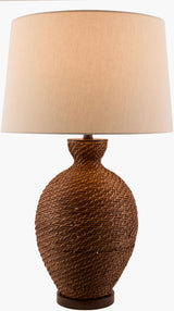 Dingle 32" Rattan Table Lamp, Painted Dark Brown