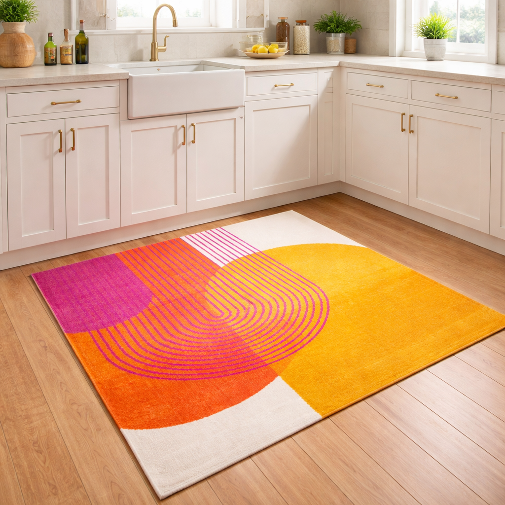 Rug With Retro Geometric Pattern