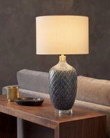 Delfora 31" Ceramic Table Lamp, Glazed Medium Gray