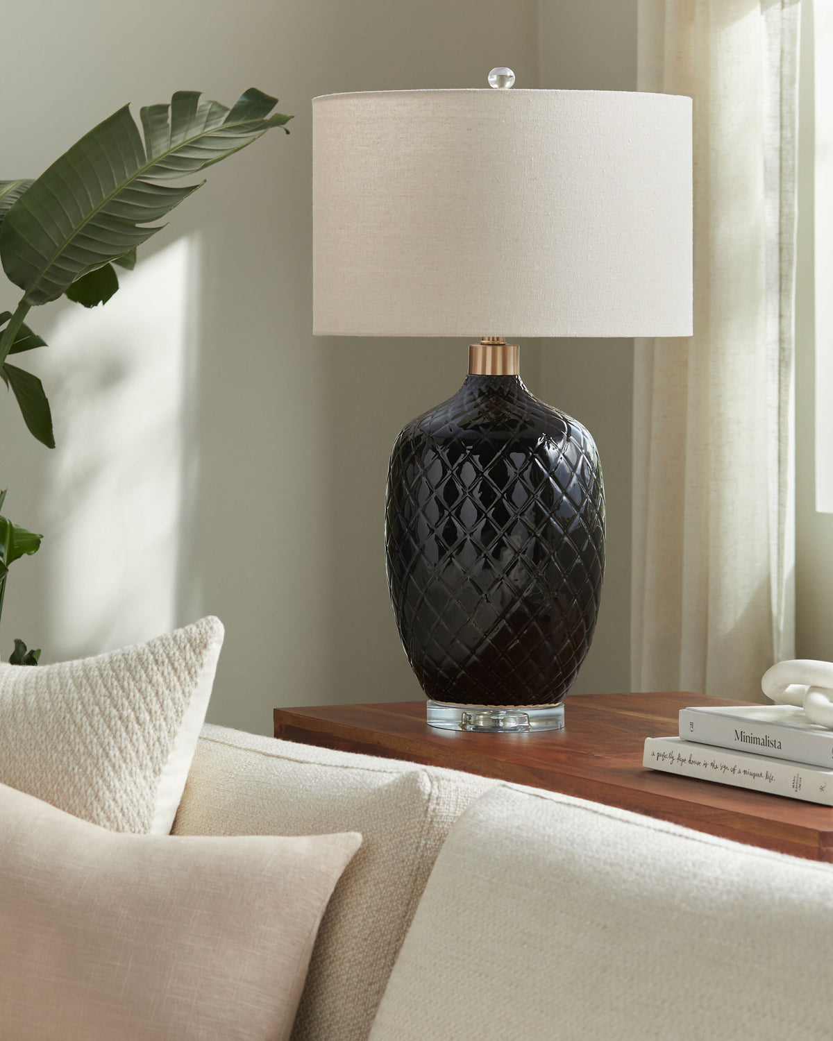 Delfora 31" Ceramic Table Lamp, Glazed Black