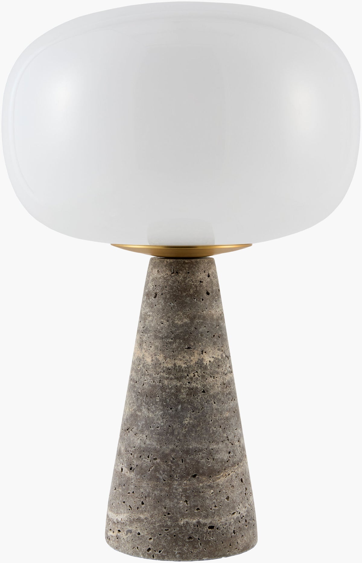 Domara 15" Travertine Table Lamp, Natural Gray